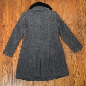 TALBOTS Boucle Wool Blend Coat Grey Faux Fur size Small Petite‎ thumbnail 3