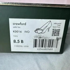 Kate Spade Crawford Satin Lux Bow Front White Pump Bridal Wedding Formal 8.5 NIB thumbnail 6