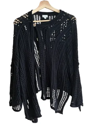 POL boho black knit‎ asymetric cardigan women's size small gothcore steampunk thumbnail 1