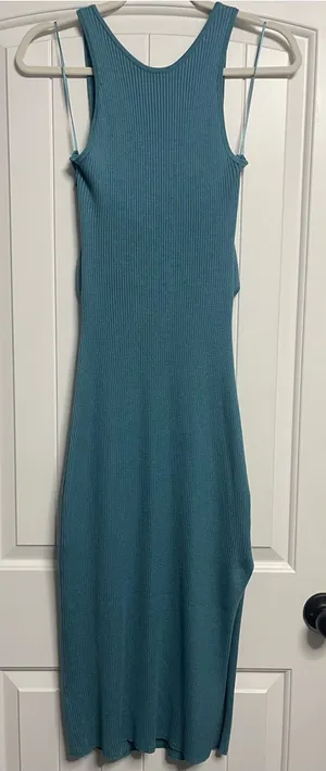 Freshman 1996 Teal Ribbed Knit Dress thumbnail 1