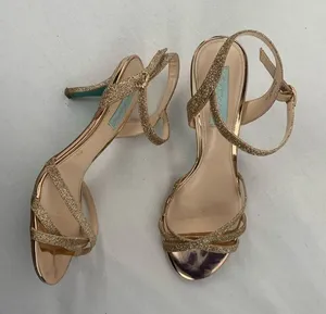 Betsey Johnson Strappy‎ Glitter Heeled Sandals in Gold Size 8 thumbnail 1