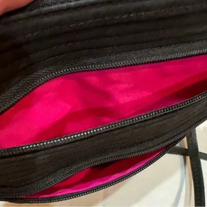 Dooney & Bourke North South Triple Zip Crossbody Purse Nylon Black Pink Duck thumbnail 7