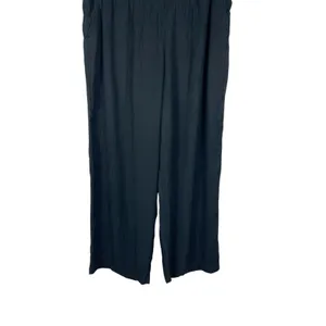 Gap Relaxed Fit Black Crinkle Pull On Elastic Waist Full Length Pants XL NWT thumbnail 4