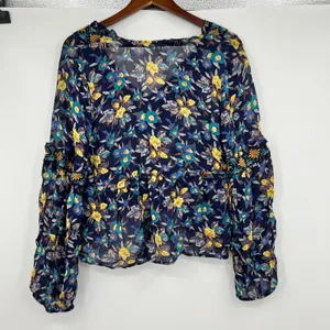 Anthropologie Meadow Rue Strasser Floral Blouse embroidered beaded size medium thumbnail 4