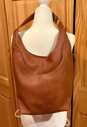 Antik Kraft Cognac Brown Vegan Leather Slouchy Hobo Bag thumbnail 1