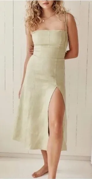 Reformation Liesel Linen Midi Dress Size 6 thumbnail 1