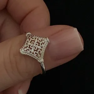 14k White Gold Plated 316L Cut Out‎ Filigree Ring, Size 6 thumbnail 2