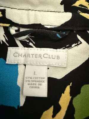 Vintage Charter Club‎ Women's Abstract Floral Print Chino Jacket, Large thumbnail 2