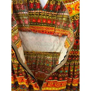 Vintage Groovy Floral Bark/ Lava Cloth Handmade Maxi Dress S/M thumbnail 5