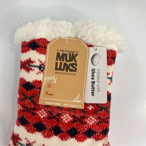 Muk Luks Cabin slipper socks grippy bottom fair‎ aisle design size L/XL (8.5-11) thumbnail 3