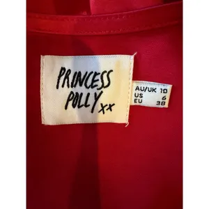 Princess Polly Emily Mini Dress Women 6 Red Satin Wrap V-Neck Sexy Party thumbnail 9