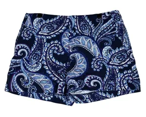 Banana Republic Navy Blue Paisley‎ Cotton Stretch Side Zip Shorts Womens Size 4 thumbnail 1