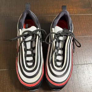 Nike Air Max 97 Black White Red Croc Print Sneakers Chicago Bulls Shoes Womens 8 thumbnail 3