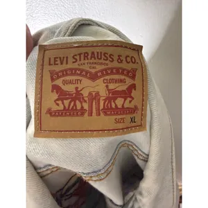 Levis Ex-Boyfriend Embroidered Floral Denim Light Wash‎ Trucker Jacket Size XL thumbnail 3