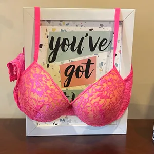 Bright Pink Lace Push Up Bra Women’s 34B thumbnail 3