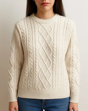 Aelfric Eden Cream Cable Knit 90s Fisherman Sweater Size XS Rory Gilmore Style thumbnail 1