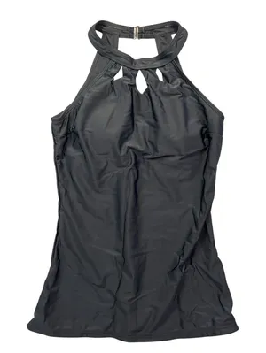 Womens Black High Neck Halter Tankini Top‎ Keyhole Cutout Detail Padded SZ Small thumbnail 1