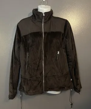 Free Country Jacket Womens Small Brown Plush Fleece Full Zip Zip Pockets Warm thumbnail 1