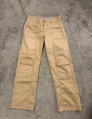 Women’s VIP JEANS Beige Cargo Pants Size 5/6 Baggy Pants Cream EUC thumbnail 1