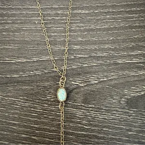 Artisan Handmade 18K Gold Filled Lariat Necklace White Opal Spike Dagger Venice CA thumbnail 3