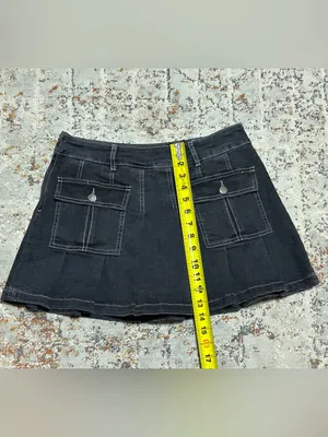 Hot Topic black denim pleated skirt size Large thumbnail 3
