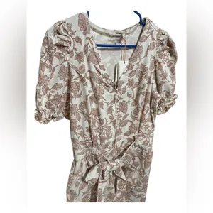 NWT Skies are blue on Wednesday we wear pink floral jumpsuit zip up tie waist M thumbnail 5