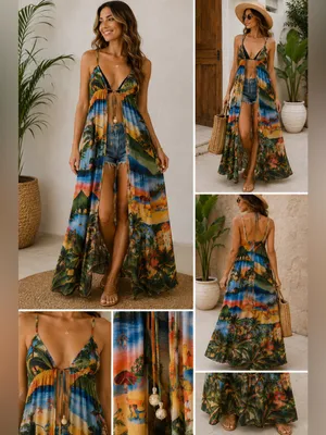 FARM Rio Carioca Cover Up Multicolor Tropical Maxi Swim Coverup Size XS SOLD OUT thumbnail 2