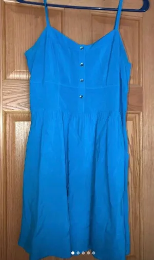Express Bright Blue Spaghetti-Strap Mini Dress thumbnail 1