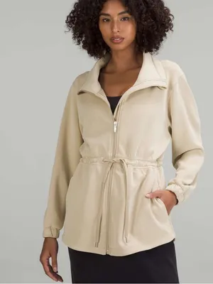 NWT Lululemon Softstreme Cinch-Waist Full-Zip Jacket size medium color bone thumbnail 2