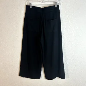 Quince SuperSoft Fleece Cropped Wide Leg Pants Womens Size Small Black NWT thumbnail 5