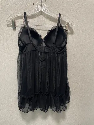 Black & Pink Lace-Trim Babydoll Chemise with Underwire Support thumbnail 2