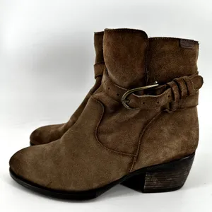 Pikolinos Baqueira Cowboy Ankle Zip Suede Boots Western Block Heel Tan 8.5 thumbnail 4