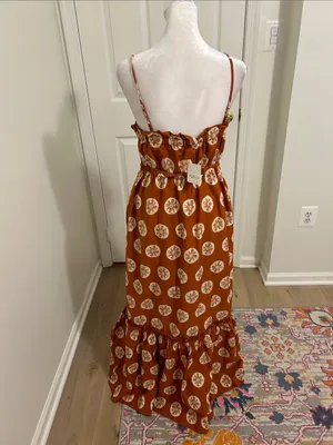 Free People Leanna Bandeau Tube Maxi Dress In Brick Combo Cotton NWT Size Large thumbnail 11