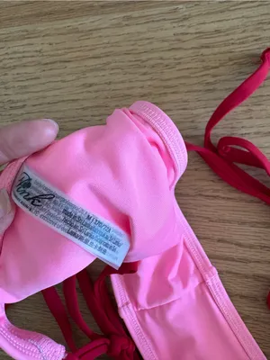 Pink Two-Tone Triangle String Bikini Set thumbnail 3