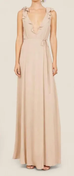 Reformation autumn wedding guest flowy ruffle maxi dress size large thumbnail 1