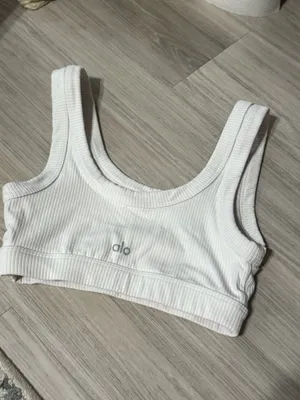 Alo Yoga White Wellness Bra Women XS thumbnail 4