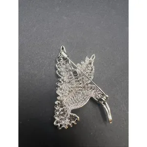 Blue Aqua Silver Tone Rhinestone Hummingbird Pin Brooch thumbnail 4