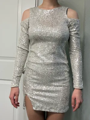 Silver Sparkly Mini Dress thumbnail 1