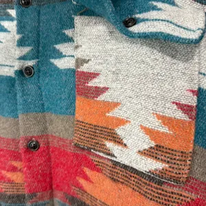 Aztec Print Jacket Retro Lapel Button Pocketed Medium thumbnail 8