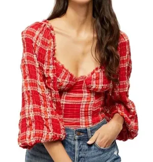 Free People Cherry Bomb Balloon Sleeve Top thumbnail 1