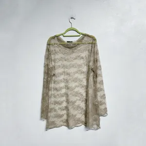 The Limited Beige Lace Sheer Long Sleeve Boatneck Top Sz XL thumbnail 8