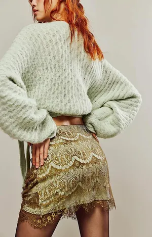 Free People NWT Martini Combo Zoey Lace High-Rise Scalloped Trim Mini Skirt 2 thumbnail 3