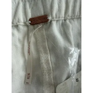 Free People Roselle Eyelet Mini Skirt Ivory‎ Button Front Drawstring Women's Med thumbnail 10