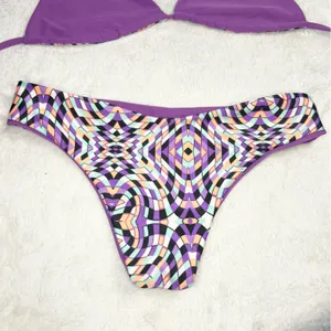 Trippy Purple Geometric Print Triangle Bikini Set Size Small Beach Rave Festival thumbnail 8