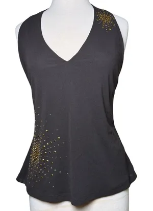 Brown Y2K Embellished Gold Sun Halter Top Size XL Celestial thumbnail 1