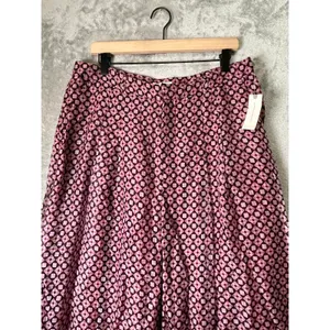 Anthropologie Maeve Avery Silk Wide Leg Pleated Trousers Geo Print 16 Tall New thumbnail 3