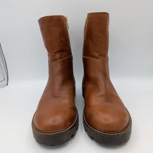Vince Camuto Telvanni Tan Leather Faux‎ Fur Lined Lug Sole Boots Womens 8.5 M thumbnail 3
