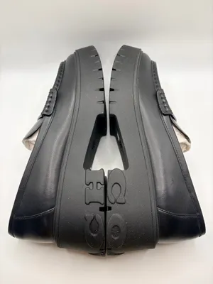 Coach Ruthie Leather Loafers Women’s 8B Black Chunky Lug Sole Platform Preppy Gold Logo thumbnail 8