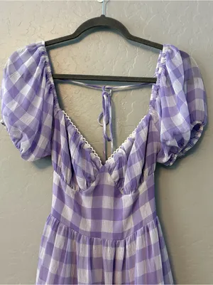 Princess Polly danny mini dress in lilac white gingham size 4 thumbnail 4