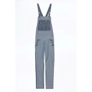 Zadig & Voltaire Sidney Patch Denim Overalls Size Small Blue Chambray Stripe thumbnail 3
